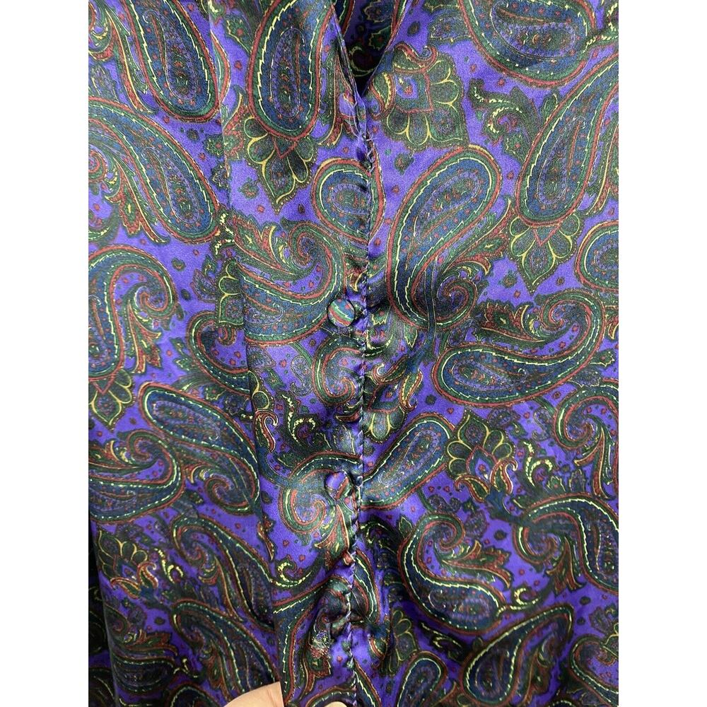 Vintage Lane Bryant Purple Paisley Print Long Sleeve Nightgown Button Plus 26/28 - Picture 4 of 12
